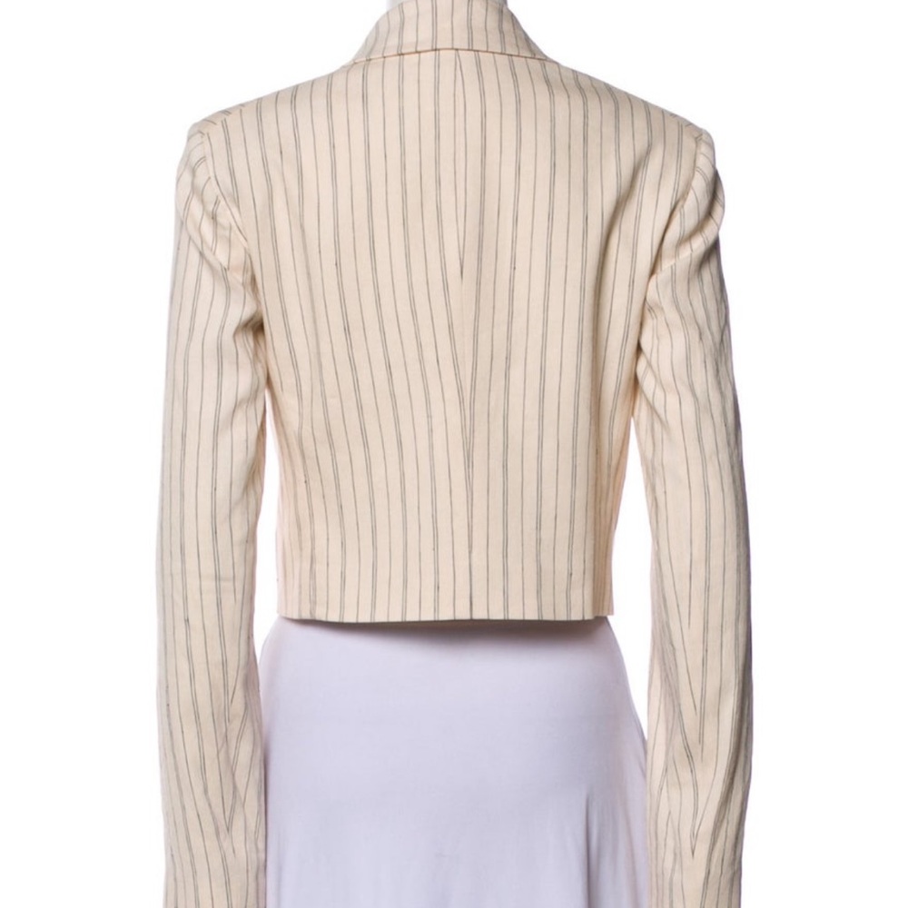 Veronica Beard Pinstriped Cropped Armada Linen Blend Jacket - Picture 7 of 10